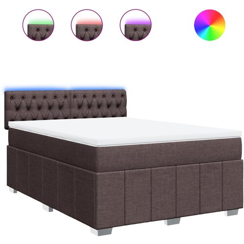 vidaXL Box spring postelja z vzmetnico temno rjav 140x190 cm blago, (21305124) Cene