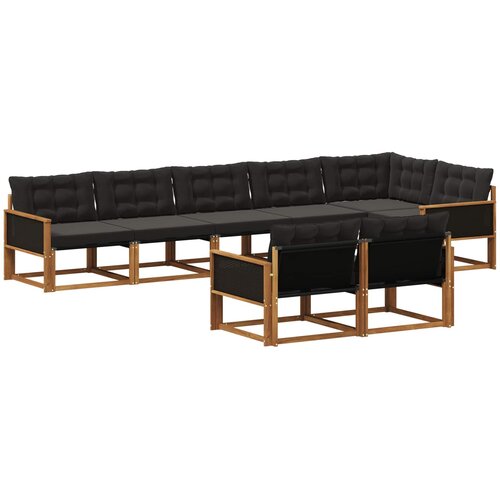 vidaXL Zunanja garnitura za sedenje z blazino 8 pcs Naravna in črna, (5000273196) Cene