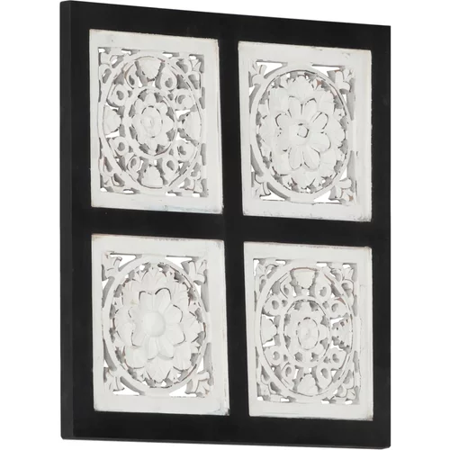 vidaXL Ročno izrezljani stenski panel MDF 40x40x1,5 cm črn in bel