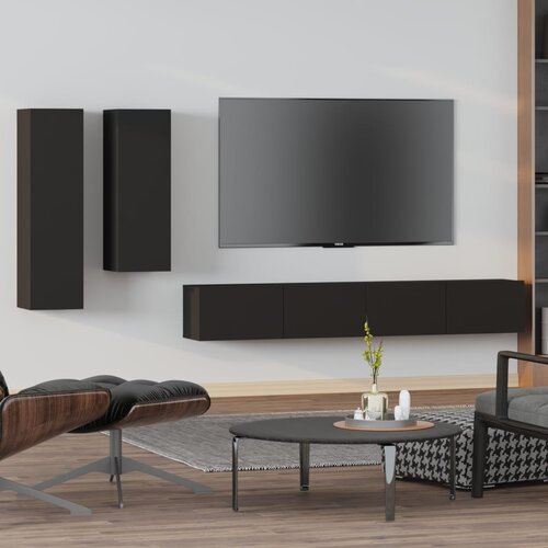  4-dijelni set TV ormarića crni od konstruiranog drva Slike