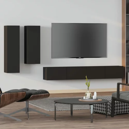  4-dijelni set TV ormarića crni od konstruiranog drva