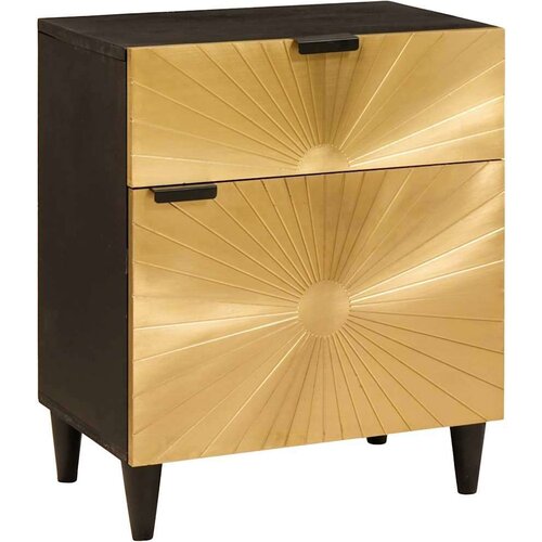  Noćni ormarić Crna i zlatna 50 x 33 x 60 cm masivno drvo manga Cijene
