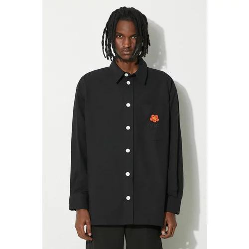 Kenzo Pamučna košulja Boke Crest Oversized Shirt za muškarce, boja: crna, relaxed, s klasičnim ovratnikom, FD65CH5079LA.99