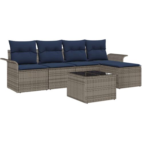  Sjedeća garnitura za vrt 6 kom. Siva poliratan 251 x 117 x 69 cm Slike