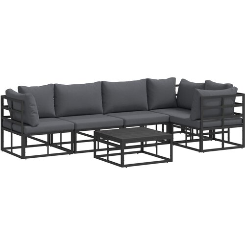  Sjedeća garnitura za vrt s jastukom 6 pcs Crna Aluminij Slike