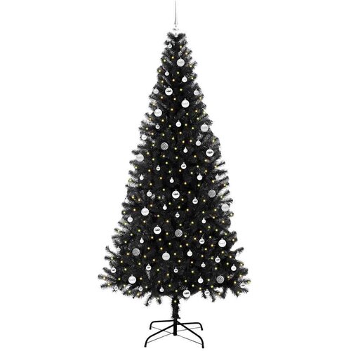 VidaXL Božićno drvce s 300 LED svjetlima s stalakom Crna 240 cm PVC Slike