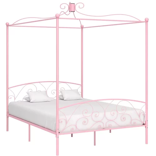  za krevet s nadstrešnicom ružičasti metalni 180 x 200 cm