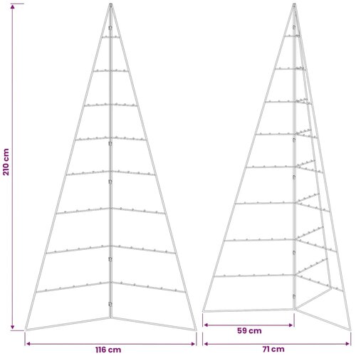  Metalna božićna jelka KUOPIO 210 cm Čelik Bijela - 210 cm Bijela bez LED svjetala Slike