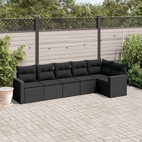  6-dijelni set vrtnih sofa s jastucima crni od poliratana Cijene