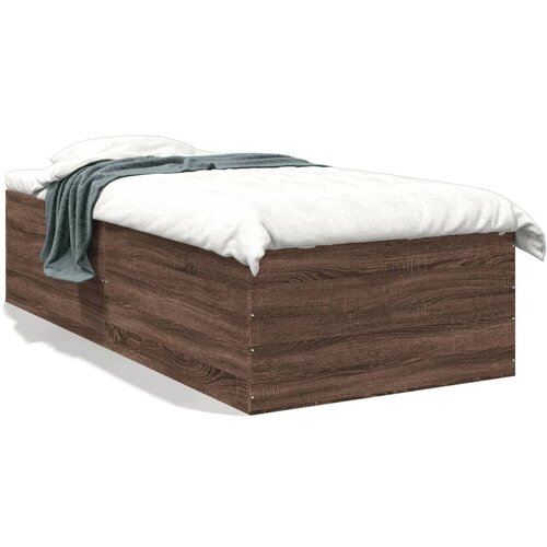 VidaXL Posteljni okvir rjav hrast 90x200 cm inženirski les Slike