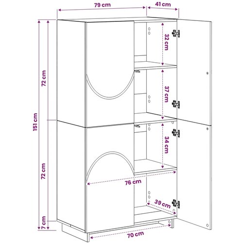  Visoka komoda Hrast sonoma 79x41x151 cm Konstruirano drvo - Hrast sonoma Slike