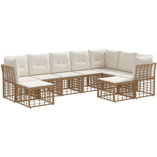  Set vanjskih sofa 9 pcs Prirodna i krema bijela Poliester Cene