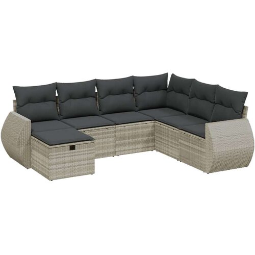 VidaXL 7-dijelni set vrtnih sofa svjetlosivi od poliratana Slike