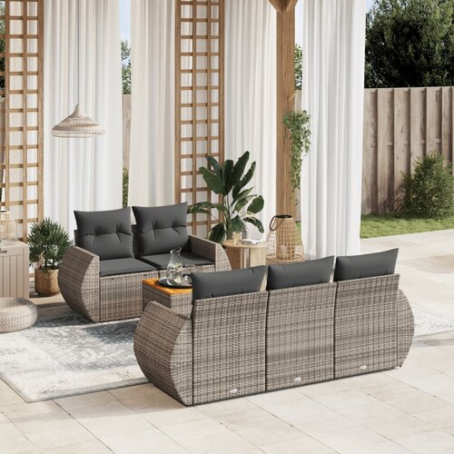VidaXL 6-dijelni set vrtnih sofa od poliratana s jastucima sivi Slike