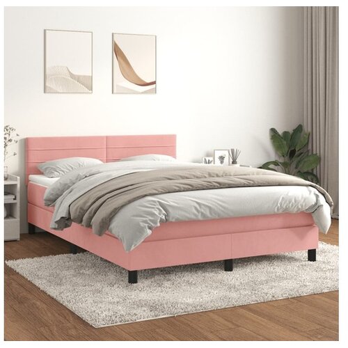  Box spring postelja z vzmetnico roza 140x200 cm žamet Cene