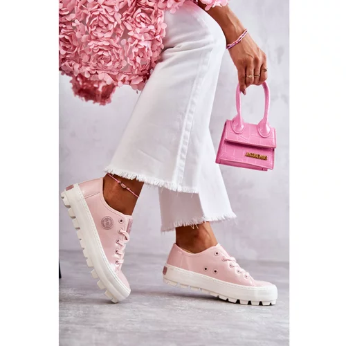 Big Star Fashionable Lacquered Sneakers KK274047 Pink