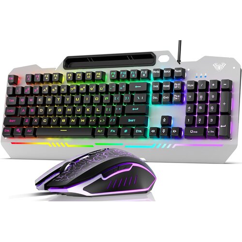 Aula T102 gejming combo tastatura i mi&amp;scaron; &amp;ndash; RGB, metalna ploča Slike