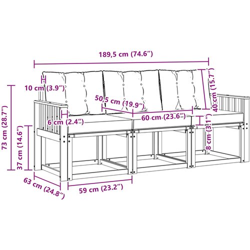  Set vanjskih sofa 3 kom. Prirodna i bež Slike