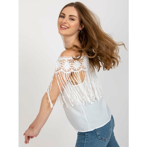 Fashion Hunters White women's Spanish blouse with lace Slike