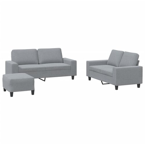 3-dijelni set sofa svjetlosivi od tkanine Slike