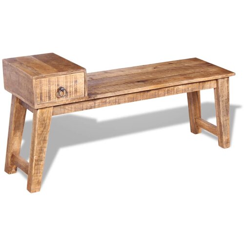 VidaXL Klupa s ladicom od masivnog drva manga 120 x 36 x 60 cm Slike