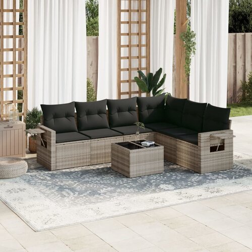 vidaXL 7-dijelni set vrtnih sofa svjetlosivi od poliratana Cijene