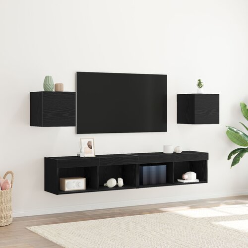 vidaXL TV omara Komplet 2 Črn hrast Inženirski les 30,5 x 30 x 30 cm Cene