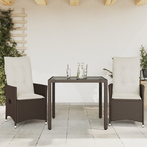 vidaXL Bistro garnitura 3-delna z blazinami rjav poli ratan Cene