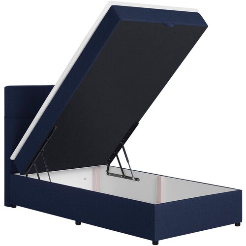 MID.YOU POSTELJA Z VZMETNICO 100 cm x 200 cm , tekstil, leseni material modra Slike