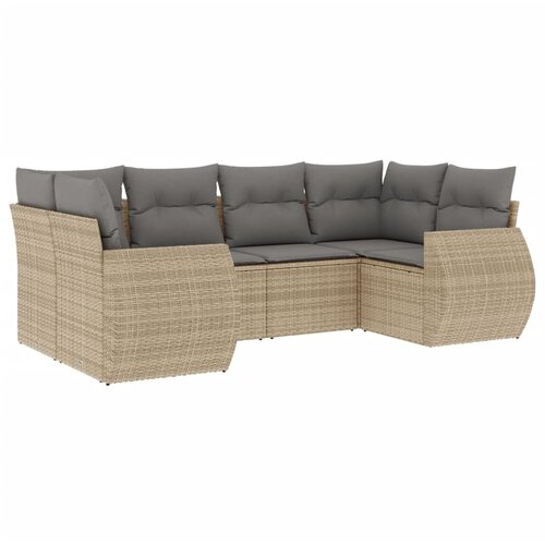  6-dijelni set vrtnih sofa s jastucima bež od poliratana 71 x 62 x 69 cm Slike