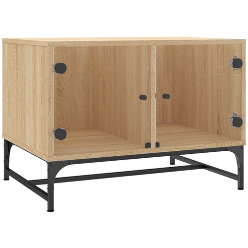 VidaXL Klubska mizica s steklenimi vrati sonoma hrast 68,5x50x50 cm, (21026536) Slike