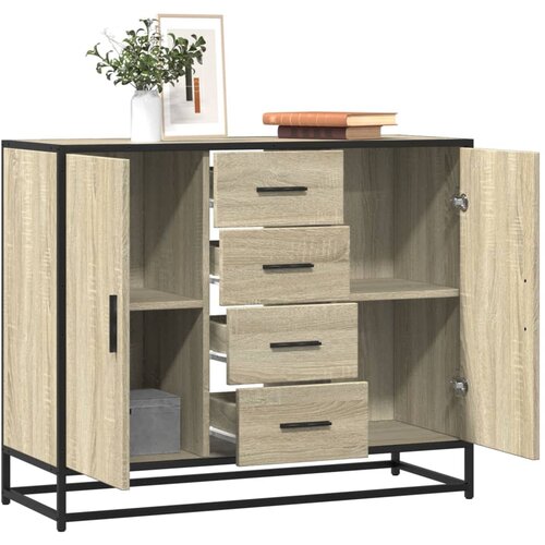 VidaXL Komoda sonoma hrast 92x35x76 cm inženirski les Slike