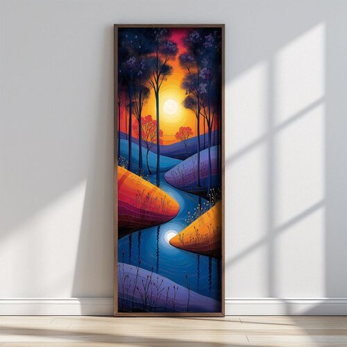 WALLXPERT FAH019-120 Multicolor Decorative Framed MDF Painting Cene
