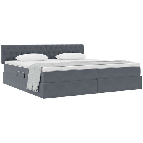 VidaXL krevet s od storage s madracem tamno siva 200 x 200 cm bar&amp;scaron;un Slike