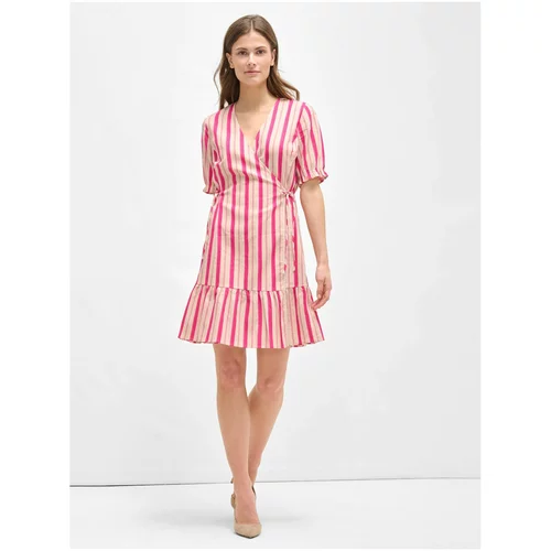 Orsay Pink Striped Wrap Linen Dress - Women