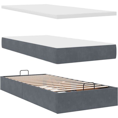 VidaXL okvir kreveta s madracima tamnosivi 100x200cm bar&amp;scaron;unasti Slike