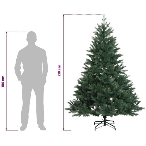  Umjetno božićno drvce s nogom 210 cm PVC i metal Zelena - Zelena 210 cm bez LED svjetala Slike