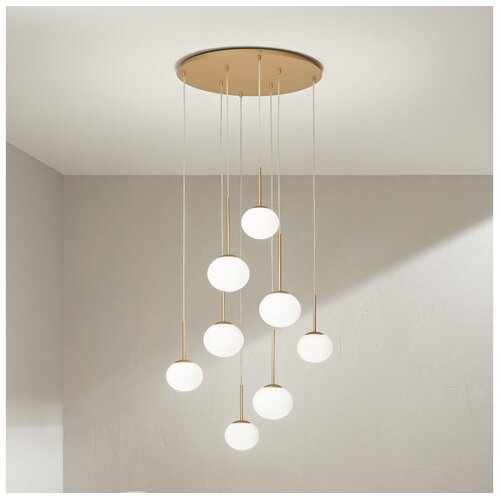  Ondaluce - Visilica na sajli JEWEL 8xE14/10W/230V prečnik 70 cm zlatna/bela Cene