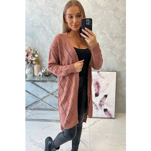 Kesi Sweater with a geometric pattern in dark pink Cene