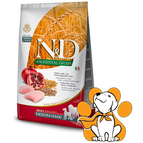 N&d ancestral Grain Adult Medium&Maxi Chicken&Pomegranate 2,5kg, Piletina i Nar Cene
