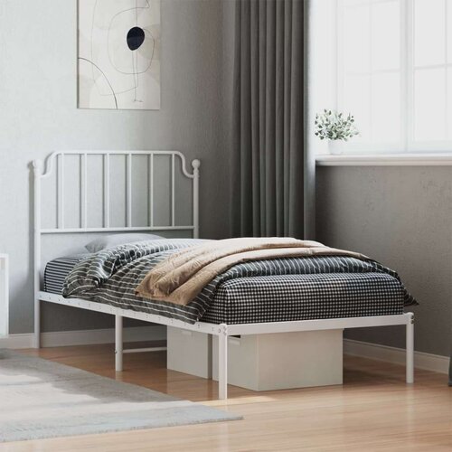 Metalni okvir za krevet s uzglavljem bijeli 90 x 190 cm Cijene