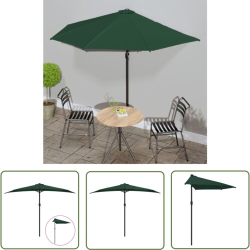  The Living Store Balkonski senčnik z aluminijastim drogom zelen 300x155 cm - Balkonski Senčnik, (21742787) Slike