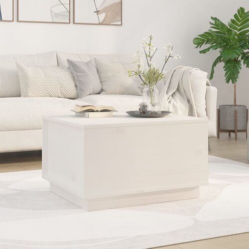 The Living Store Klubska mizica bela 60x50x35 cm trdna borovina - Klubska Mizica, (21574564) Slike