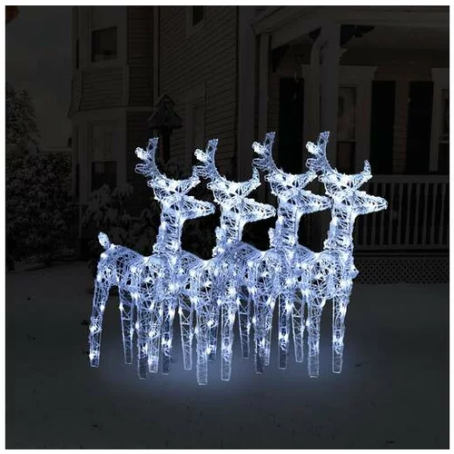  Božični severni jeleni 4 kosi hladno beli 160 LED akril