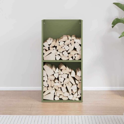vidaXL stojalo za drva olivno zelena 40x30x80 cm hladno valjano jeklo Cene