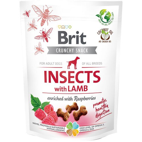 Brit Care Crunchy Cracker žuželke, jagnjetina in maline - Varčno pakiranje: 3 x 200 g Cijene