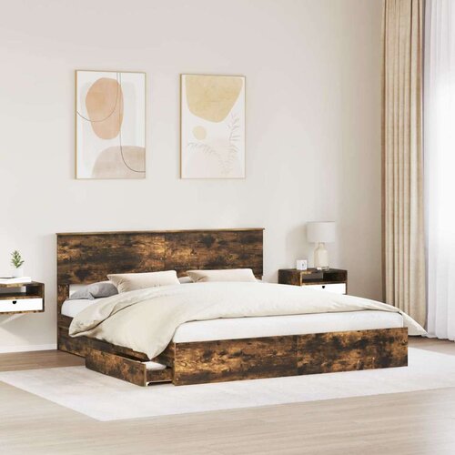  Krevet s od storage s uzglavljem Dimljeni hrast 180 x 200 cm Slike