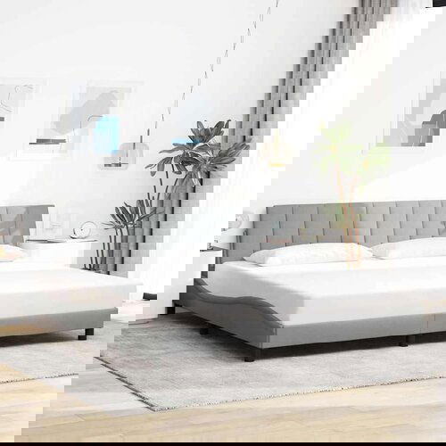  Posteljni okvir brez vzmetnice svetlo siv 200x200 cm blago Cene