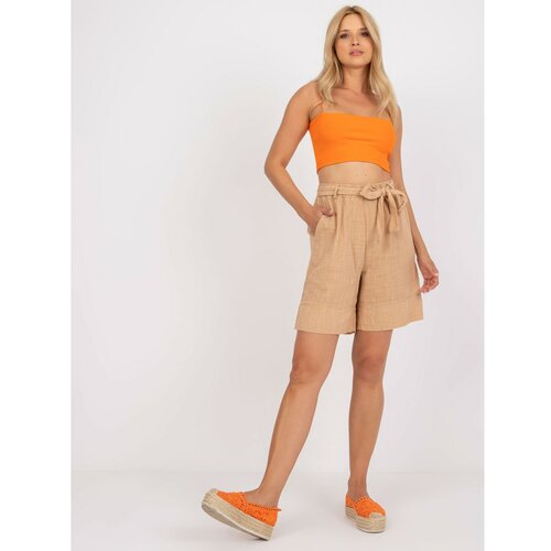 Fashion Hunters Casual camel high waist shorts in OH BELLA cotton Slike