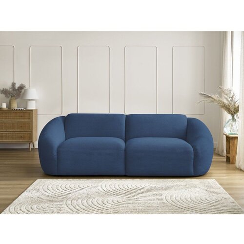 Bobochic Paris Temno modra sedežna garnitura iz rebrastega žameta 250 cm Tina &amp;ndash; Slike